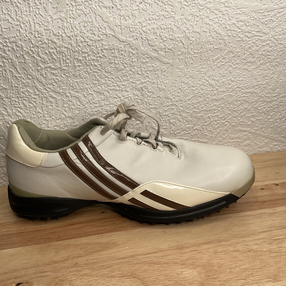 Adidas Fit Foam Traction Golf Shoes 737164 White Brown‎ Strips Womens Size 9.5